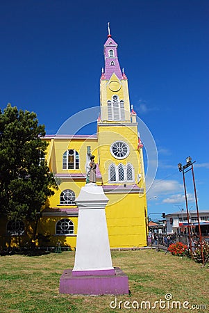 ChiloÃ© island - Chile - Neo-Gothic Catholic Church of San Francisco Editorial Stock Photo